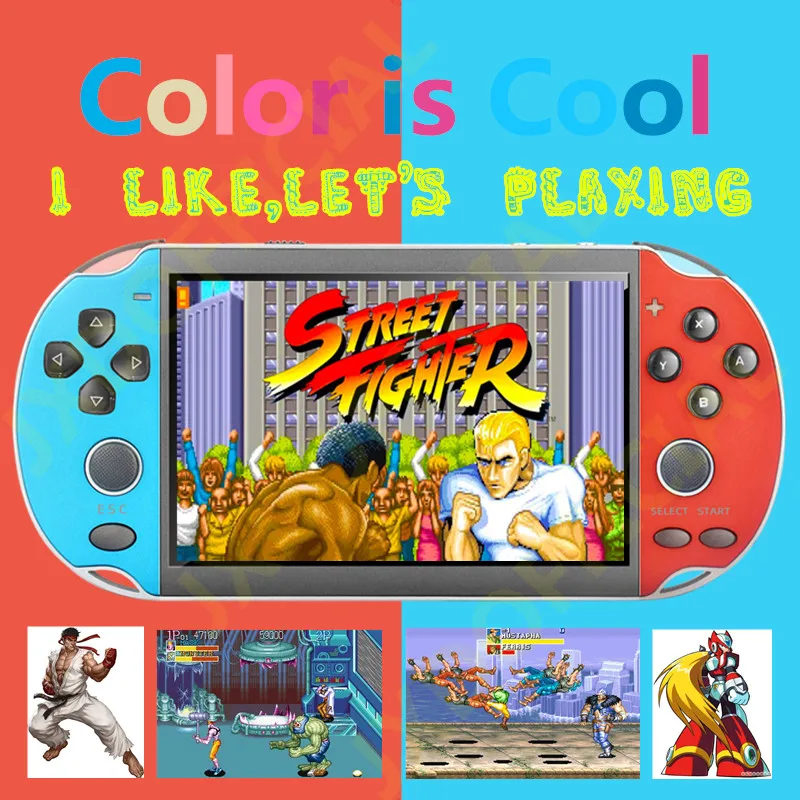 4,3 дюймовый двойной джойстик Цветной Ручной игровой консоли встроенный в 7500 игр поддержка fc/gb/gbc/gba/ps1/аркадная игра mp3/4 dv dc