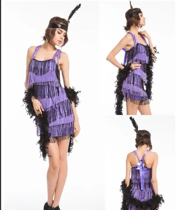 

Vintage Womens 1920s Flapper Costume Tassel Gatsby Moulin Rough Fancy Dress Halloween Flapper Costume Adult Roaring 20s Girl