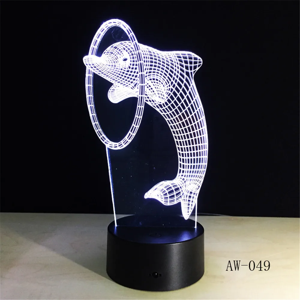 Kawaii Dolphin Play Ball 3D лампа Мультфильм USB ночник Mutilcolors светодиодный RGBw осветительная лампа Luminaria подарок игрушка для малыша AW-049