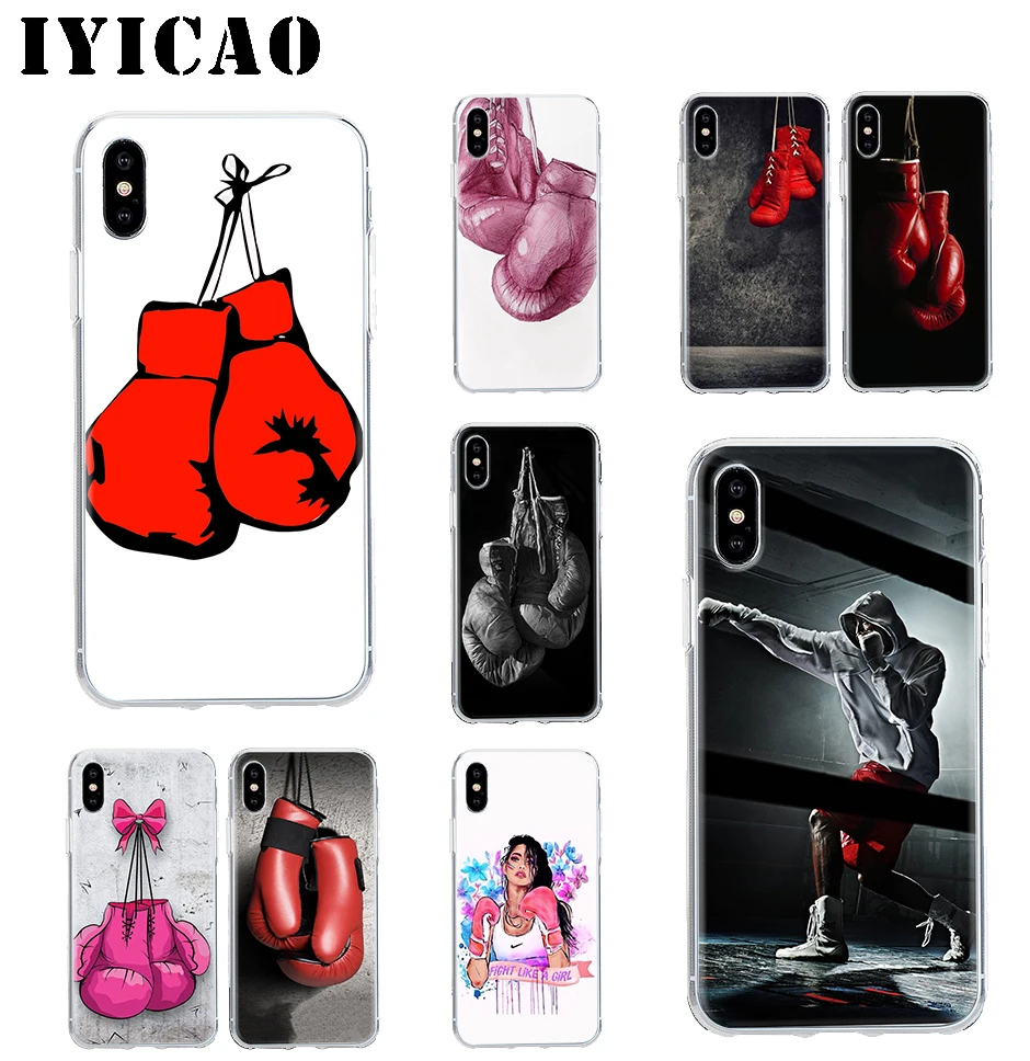 IYICAO Боксерские перчатки для девочек жесткий чехол iPhone 4 4S 5 5S Se 6 7plus 8 8Plus X XS MAX XR 6s Plus