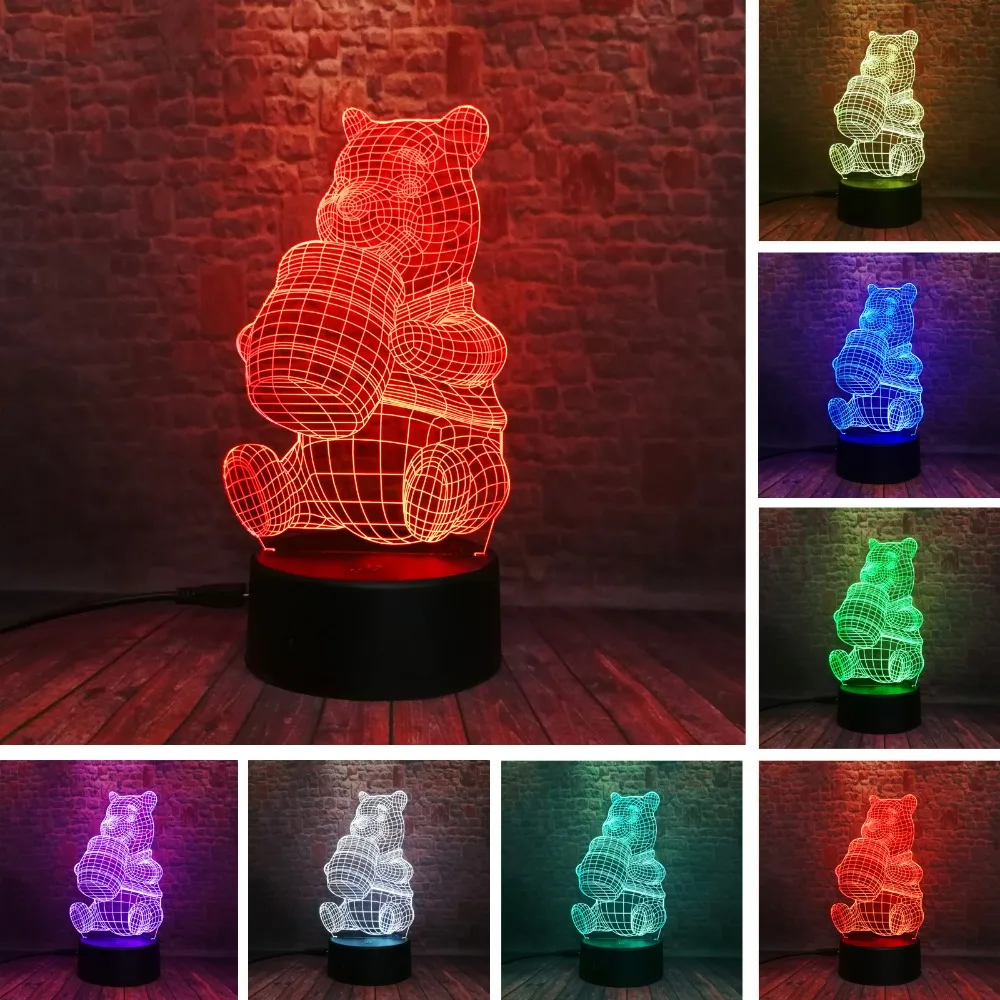 Amroe Горячая 3D с изображением мультипликационного персонажа Kawaii персонажей Ститч Минни Микки робот принцессы queen «Принцесса Эльза» для девочек, 7 цветов RGB светодиодный ночной Светильник подарки для детей