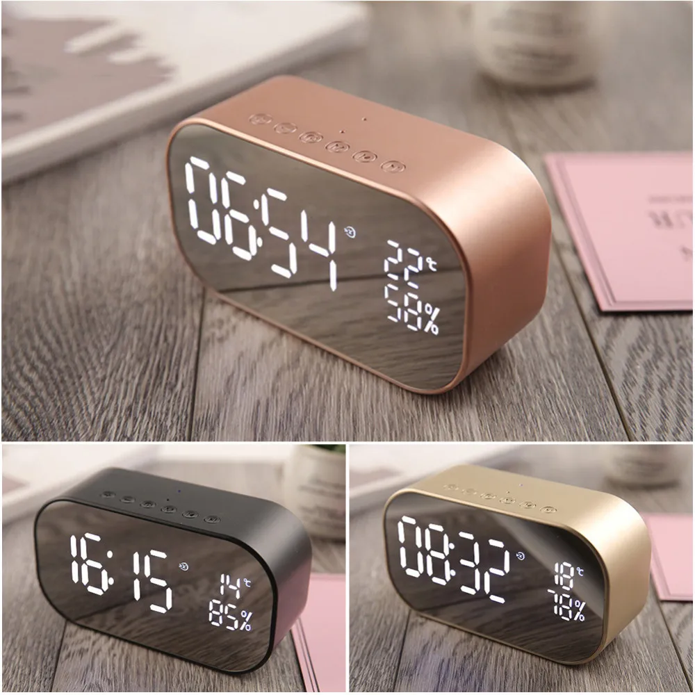 USB светодиодный цифровой дисплей Будильник Радио беспроводной Bluetooth динамик