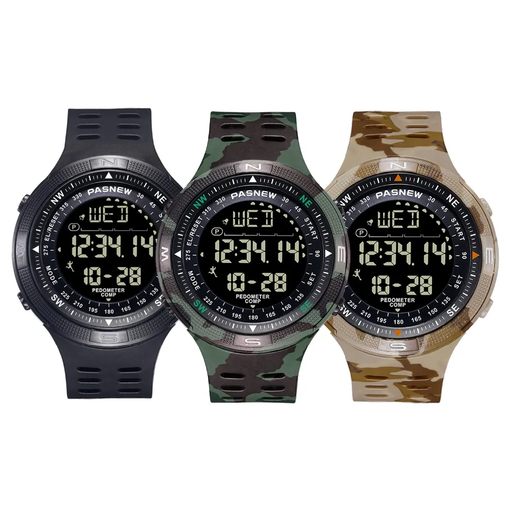 PASNEW счетчик калорий большой циферблат компас цифровые наручные часы с функцией шагомера 5008