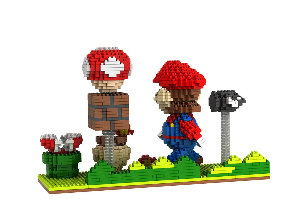 Micro Building blocks Cartoon Mario Model Toy Educational Bricks Anime Auction Figures Luigi Children Toys Kids brinquedos Gifts | Игрушки и