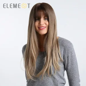 Парик женский, длинный светильник светло-каштановый, светлый, с челкой, термостойкий, для косплея