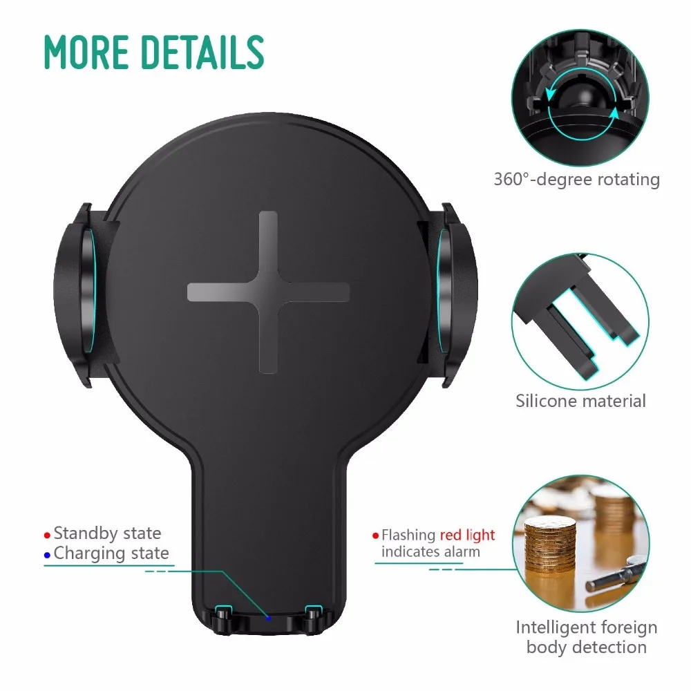 Wofalo Fast Wireless Car Charger Retractable Charging Phone Bracket 360 Rotation For Samsung S8/S8 Plus/S7/S7 Edge | Мобильные