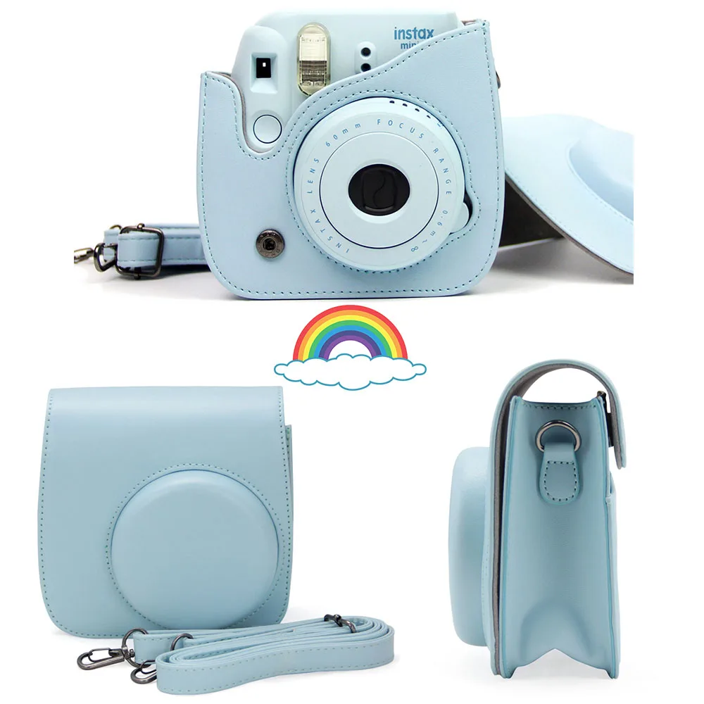 Чехол для Камеры Fujifilm Instax Mini из искусственной кожи с плечевым ремнем для камеры Instax Mini 9 Mini 8 Mini 8 - Цвет: Blue
