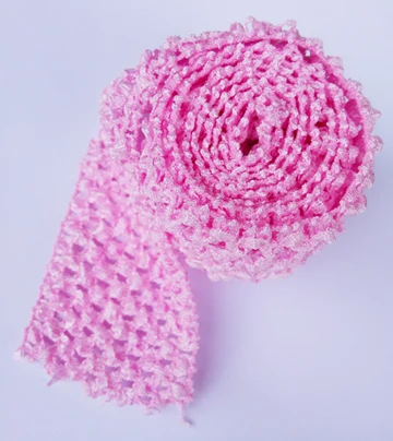Baby Pink Band Trim 2,7" вязаная крючком повязка на голову, обрезная лента, юбка-пачка «сделай сам», фатиновая юбка, пояс, украшение на день рождения, Рождество, вечеринку - Цвет: Baby Pink Band Trim
