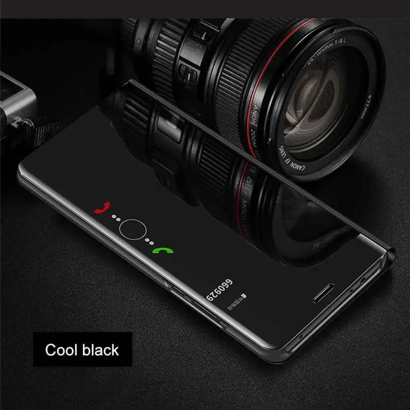Для huawei P20 Pro P9 P10 Plus тонкий прозрачный 3D умный зеркальный кожаный флип-чехол-подставка для mate 8 9 10 Pro Роскошный чехол - Цвет: black