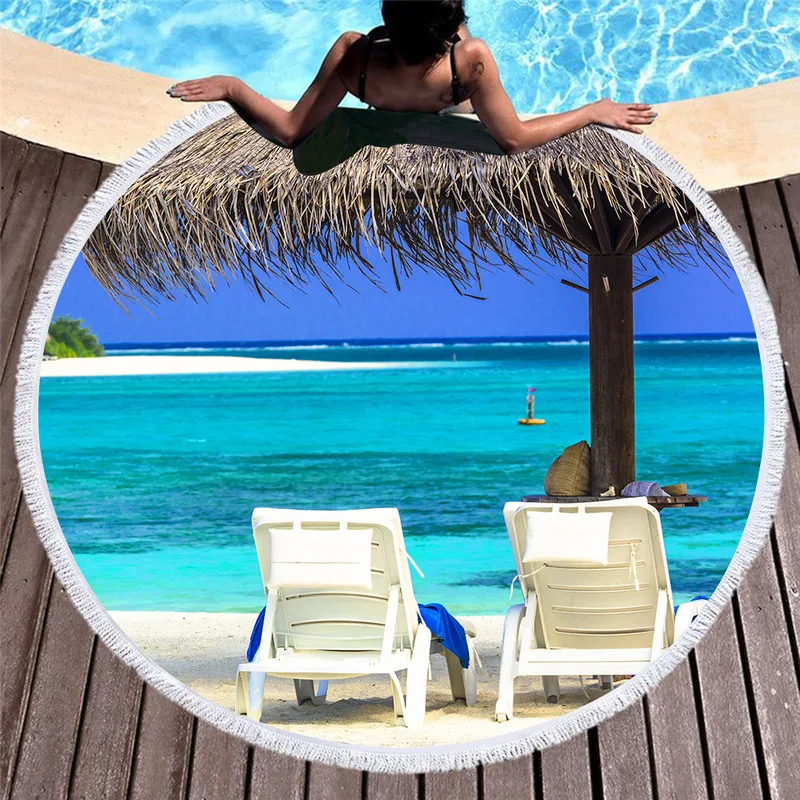 3d пляжное полотенце с изображением острова Maldives голубое небо белые облака