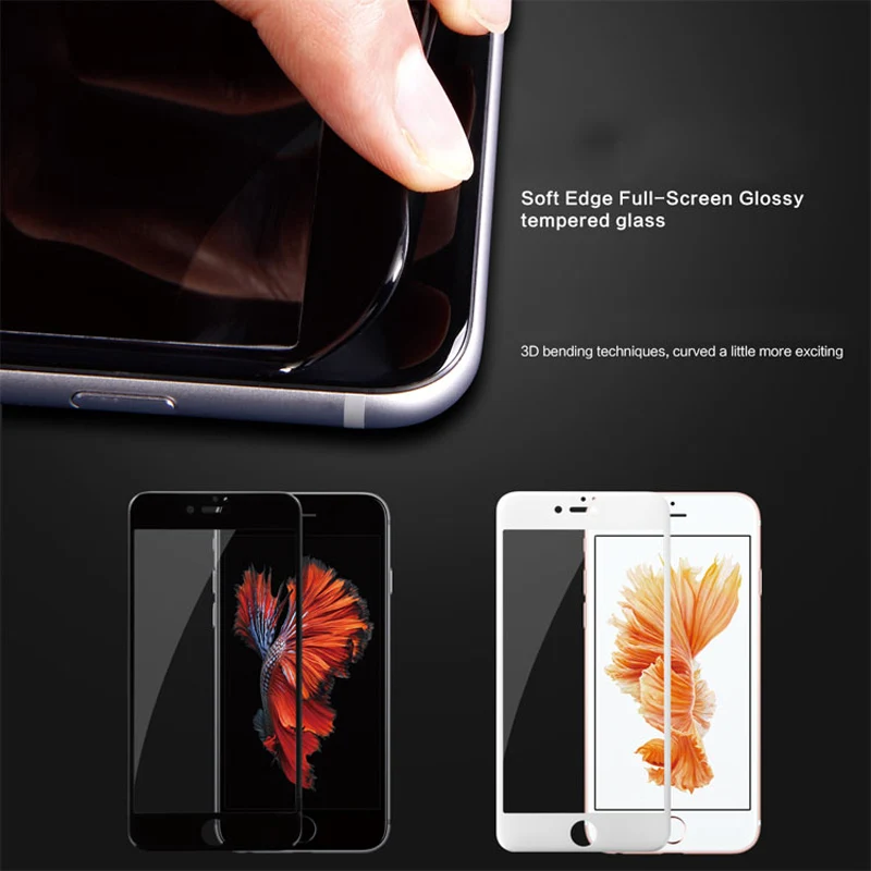 

Screen Protector Tempered Glass For iPhone 11 Pro Xs Max X Xr Soft Edge 3D Full Cover Protective Glass For iPhone 8 7 6 S Plus