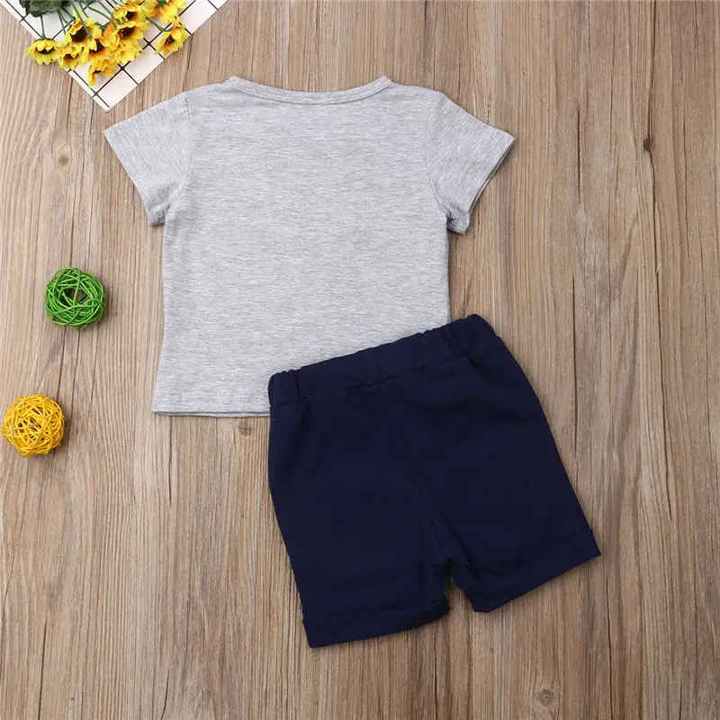 2019 0-3T Newborn Baby Boys Clothes Set Infant Shark Outfit Kids Short Sleeve T-shirt+Shorts Toddler Children Summer 2pcs |