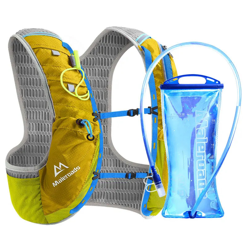 Yellow and Water bag Maleroads марафонский гидратационный рюкзак 5л для занятий спортом на открытом воздухе, для бега, жилет, сумка, легкий рюкзак, походный, велосипедный, прогулочный рюкзак - Цвет: Yellow and Water bag