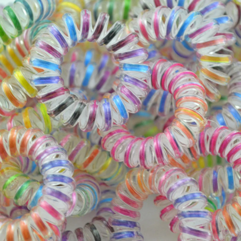 

Hot 3.5 Cm Colorful Telephone Wire Hair Band Rubber Hair Holders Elastic For Hair Rpes Girl Women Headwear Accessory Lot 10 Pcs