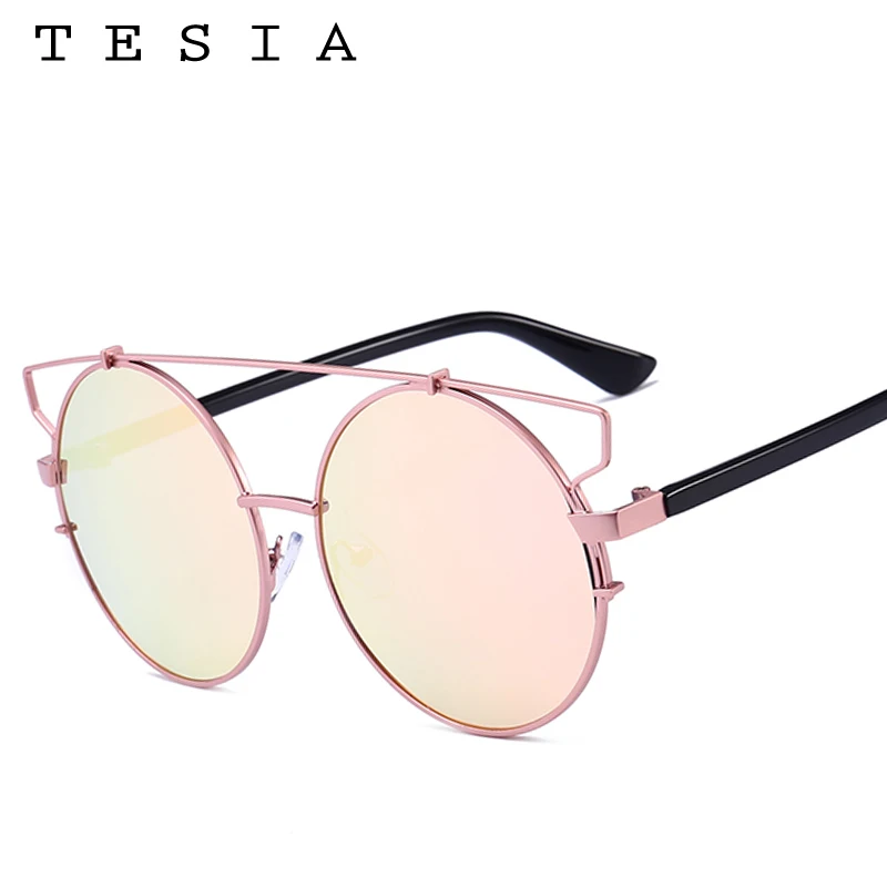 TESIA cateye Солнцезащитные очки женские Овальные большое зеркало в рамке очки для вождения Вечерние Розовые Красные прочные Рождественский подарок солнцезащитные очки Прямая поставка