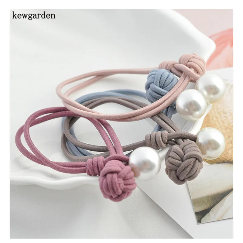 Kewgarden милое жемчужное кольцо для волос женский галстук веревка версия головной убор лента резинка для волос DIY бант аксессуары 20 шт./партия