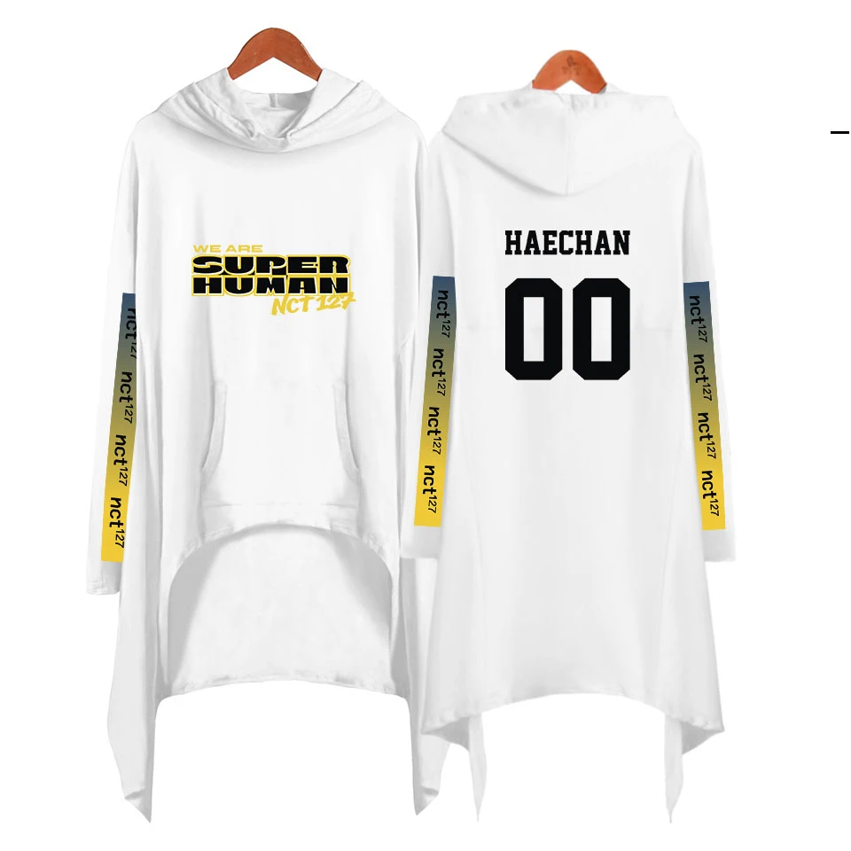 NCT 127 хлопковая Длинная толстовка с капюшоном для женщин длинным рукавом