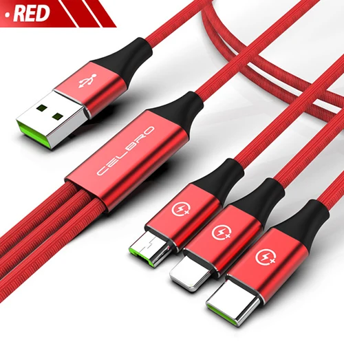 Red 3-IN-1 Cable 3 в 1 mi cro usb type C кабель мульти Usb зарядное устройство кабель Usb-C Телефон зарядный кабель для samsung S8 S9 S10 A70 Xiaomi mi 9 SE 8 mi 6 - Тип штекера: Red 3-IN-1 Cable