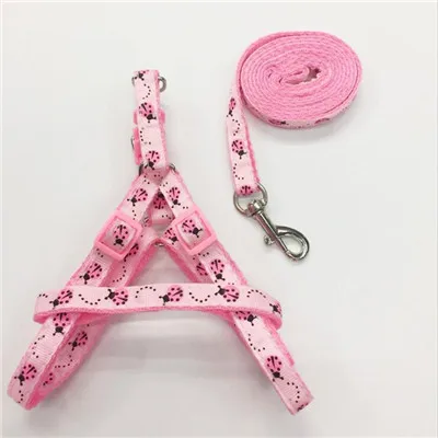 pink Dog Collar Leash Set For Small Medium Dogs Chihuahua Pug Poodle Dog Harness and Leash Print Pattern Pet Puppy Dog Cat Leashes - Цвет: pink