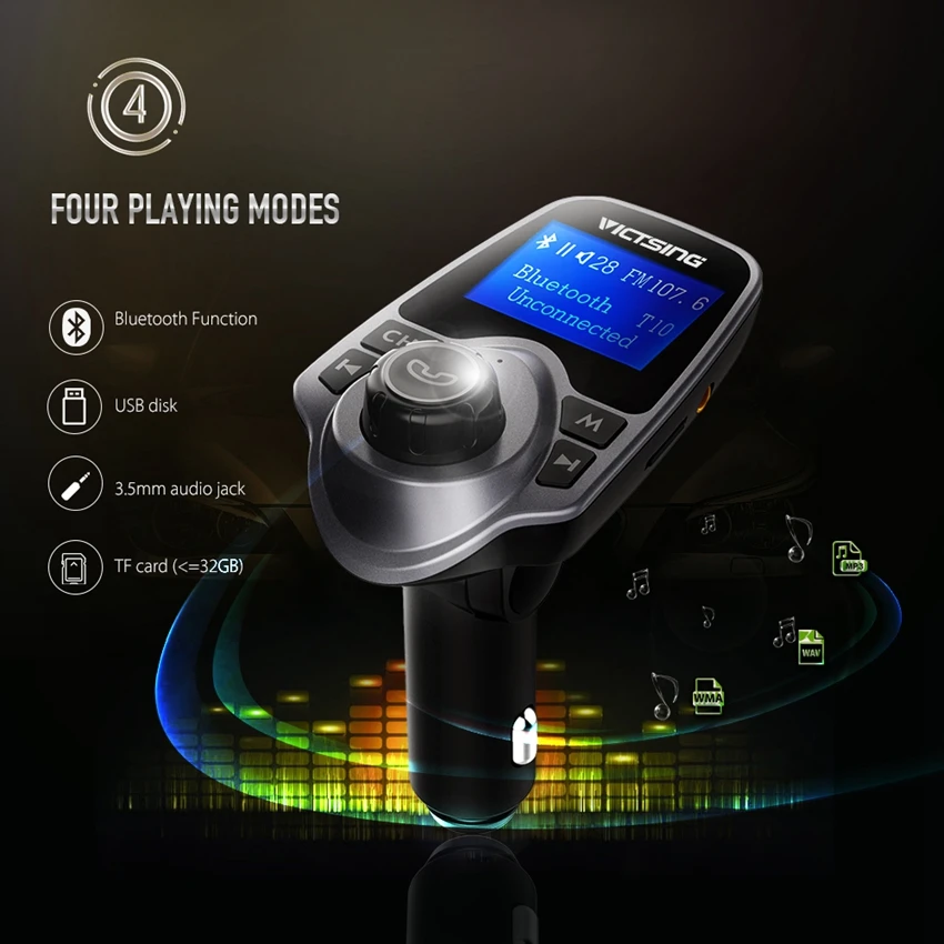VicTsing беспроводной адаптер Bluetooth fm передатчик радио автомобильный комплект с