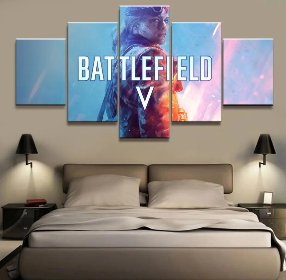 5 шт. настенная живопись на холсте картина Battlefield Современная печать игровой