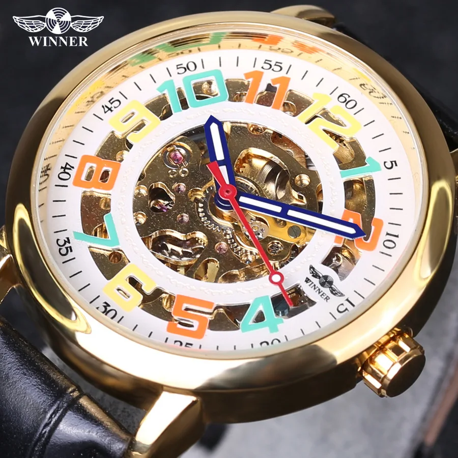 Часы скелетоны Winner Мужские автоматические прозрачные водонепроницаемые