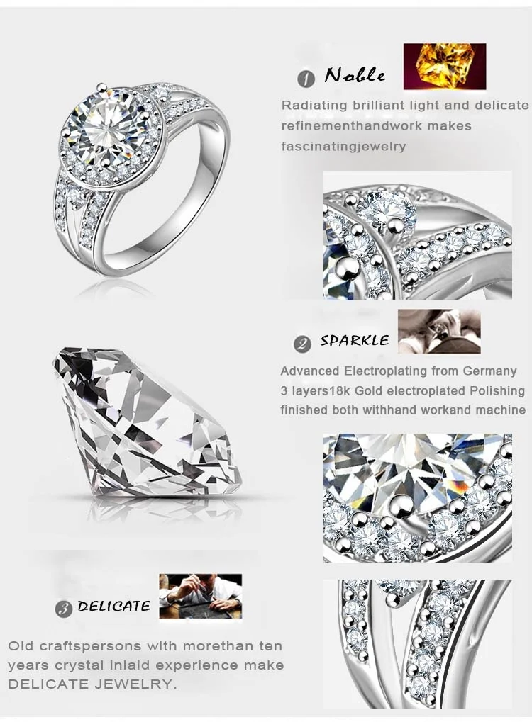 2015 Simple Style Classic Square Ring 18K Gold /Platinum Plated Micro Pave Clear AAA Cubic Zirconia Princess CRI0008 | Украшения и