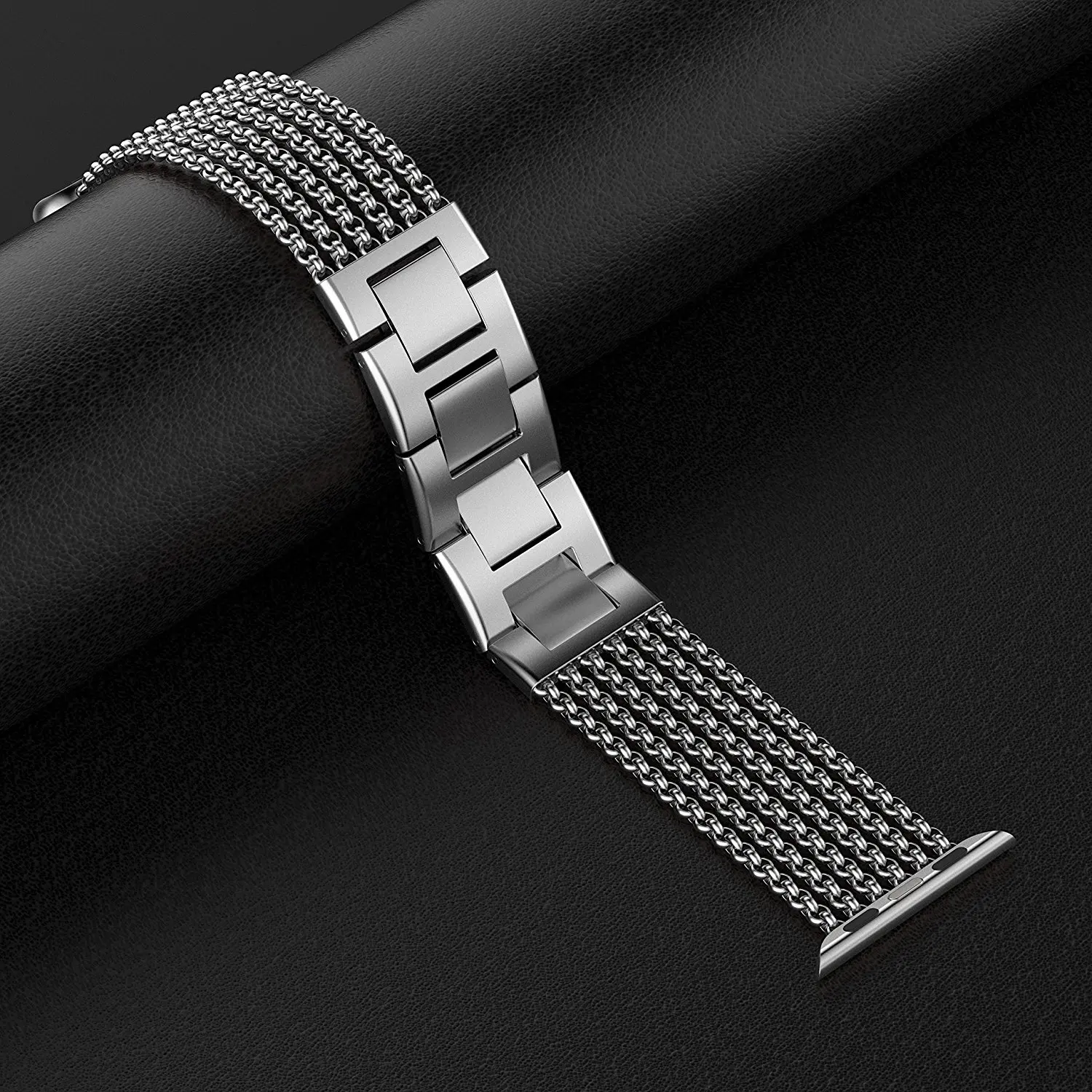 Серебристый Wearlizer для Apple Watch ремешок 38 мм iWatch сетчатая петля Миланский ремешок из нержавеющей стали замена Широкие ремешки для Apple Watch - Цвет ремешка: Серебристый