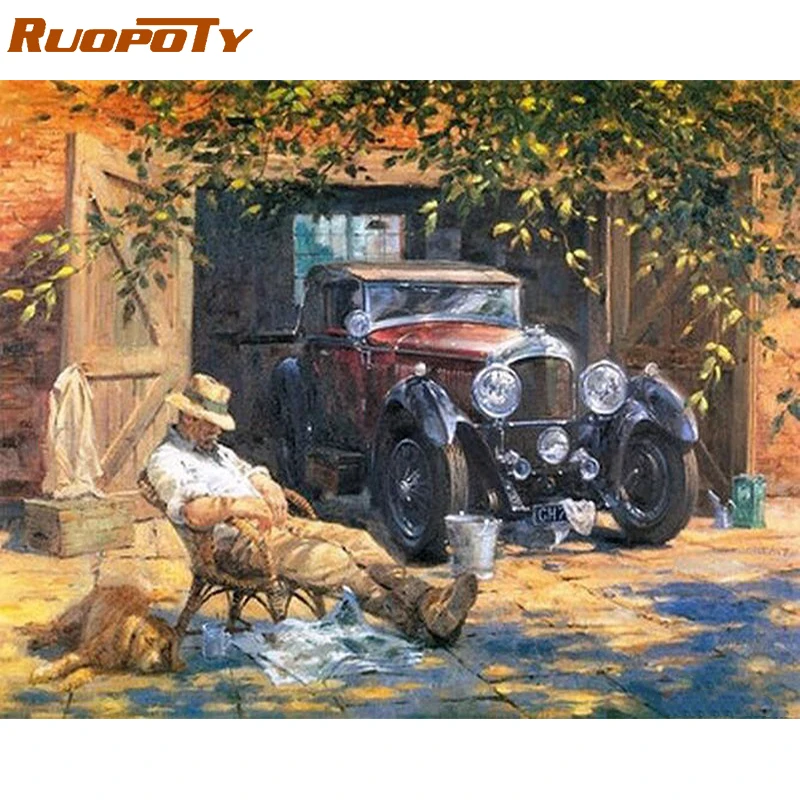 RUOPOTY расслабляющий холст для автомобиля картина Diy краска рисования по номерам