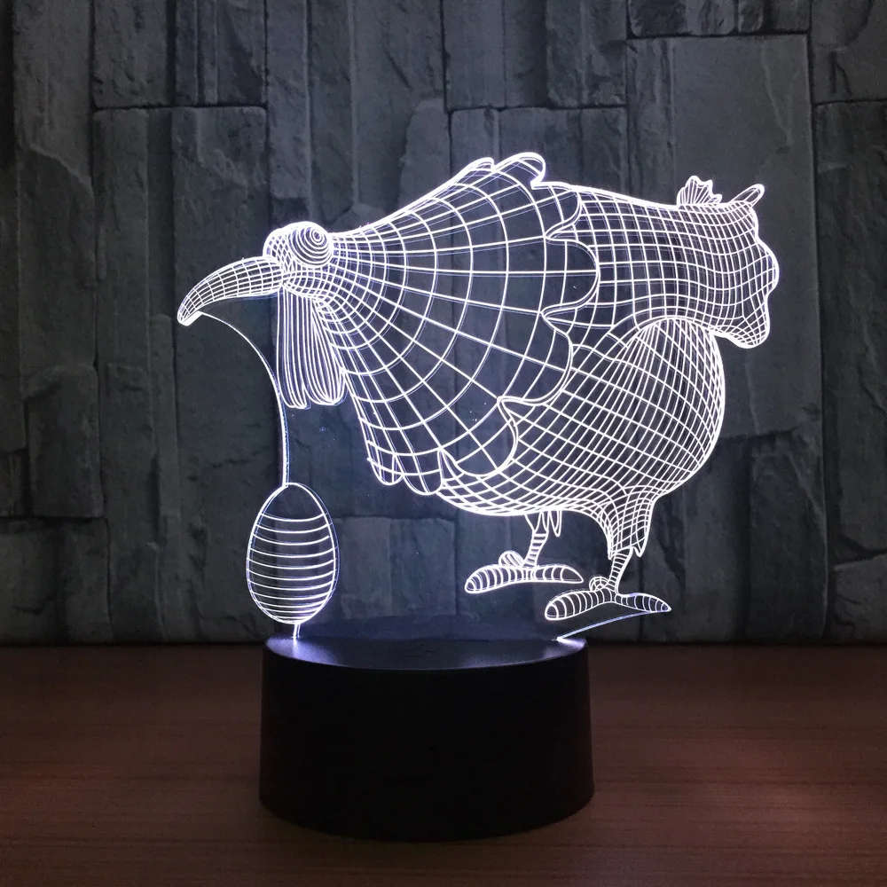 Chickren с яйцом 3D светодиодный светильник 7 цветов Форма лампа как декоративные