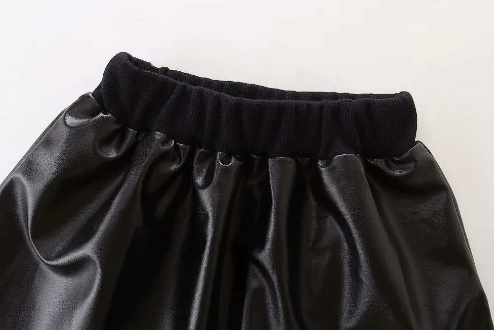 2 шт. джинсовый топ и черная кожаная юбка для девочек|girls clothing sets|clothing setsfashion girl clothes