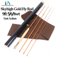 maximumcatch skyhigh gold 9ft 568wt im12 japanese carbon fly fishing rod 4pcs half well fast action fly rod