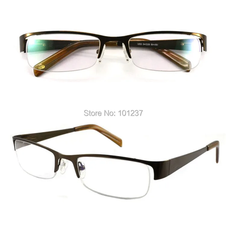 new High Quality men metal Unique Half Frame Optical with spring hinge square frame Glasses acetate Temple | Аксессуары для одежды