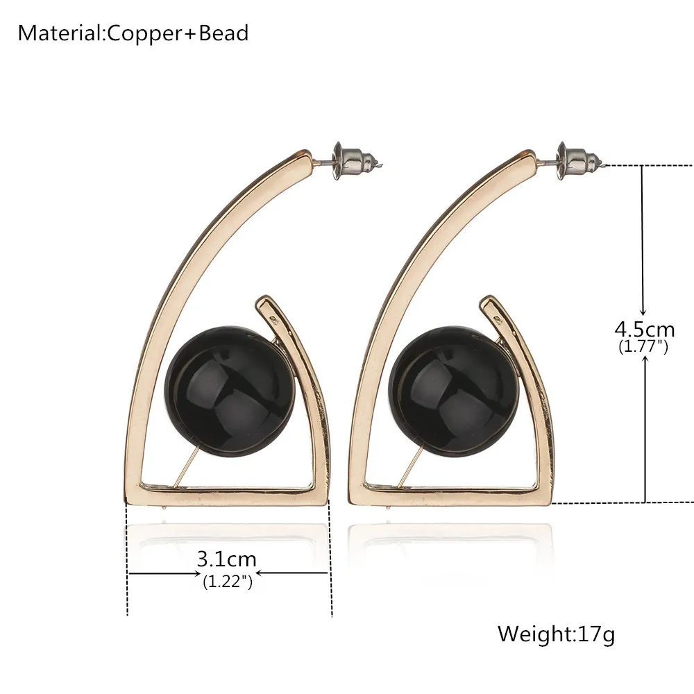 GEREIT Trendy Stud Earrings Personalized Geometric Black Bead For Women Girls Brincos Bijoux Fashion Costume Jewelry Accessories | Украшения