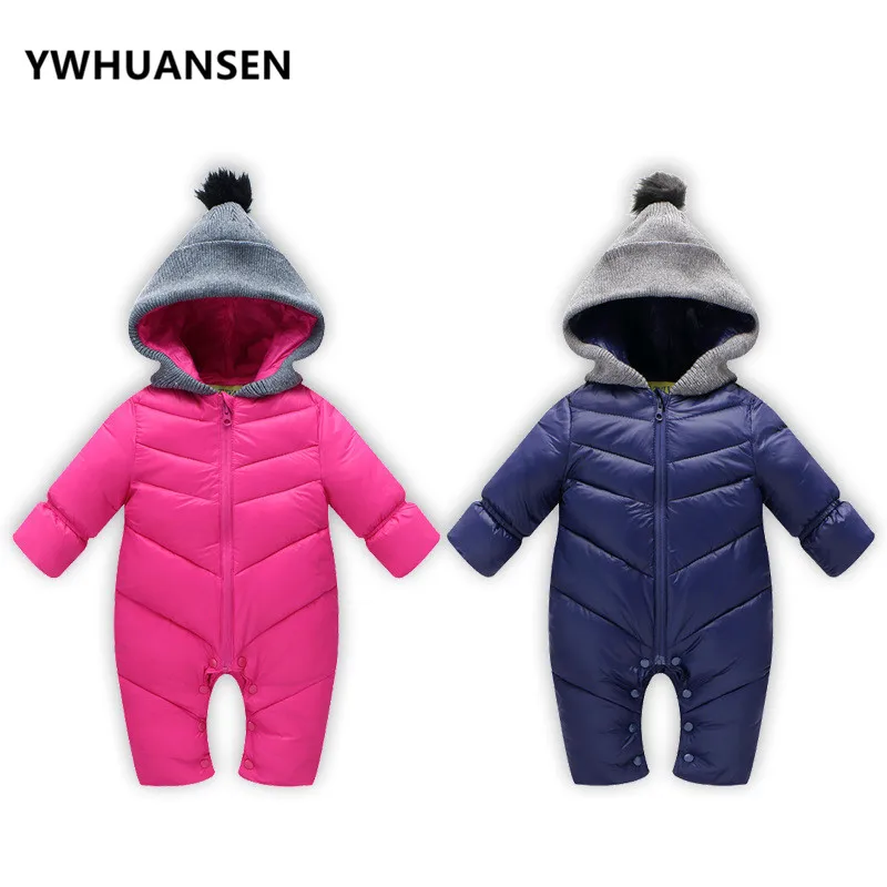YWHUANSEN/однотонные Детские костюмы для девочек Плотные хлопковые пуховики