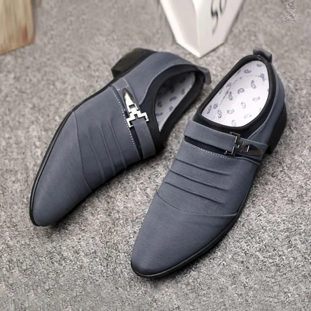 zapatos hombre vestir Men wedding canvas Shoes Breathable formal Leather 2019 Casual Mens Flats Loafers | Обувь