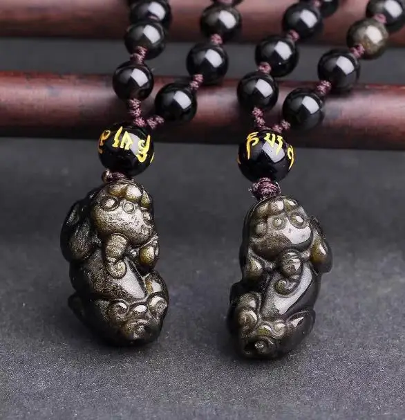 Natural Jin Yao Shi Cai Yan Obsidian Couple Pendant Men and women Lucky Fortune Transit pendant o34# | Украшения и аксессуары