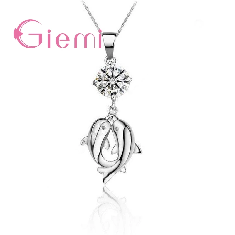 Оптовая цена 925 Стерлинговое Серебро Подвески Двойные играющие дельфины