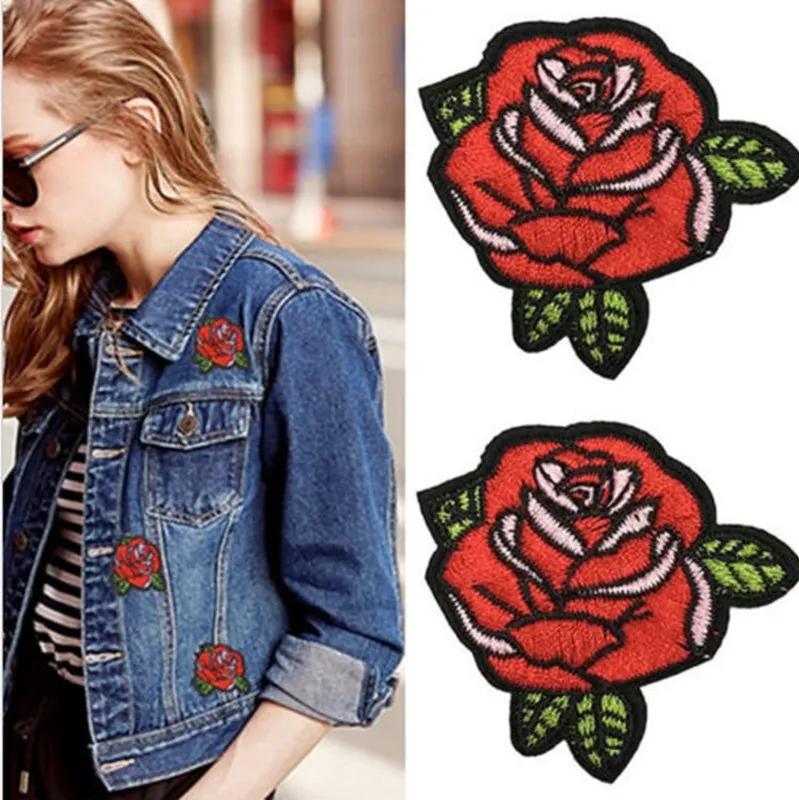 Горячая Распродажа 2 шт./компл. Цветочная вышитая Роза аппликация для пришивания