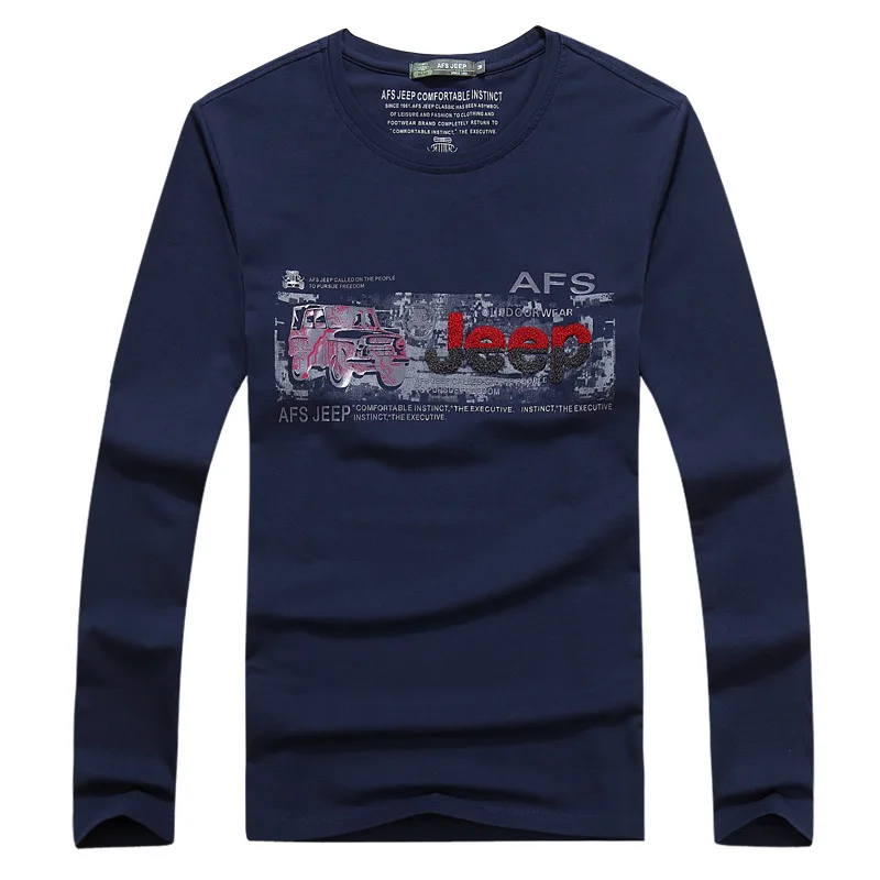 AFS JEEP брендовая футболка с логотипом мужская из хлопка топы длинными рукавами и