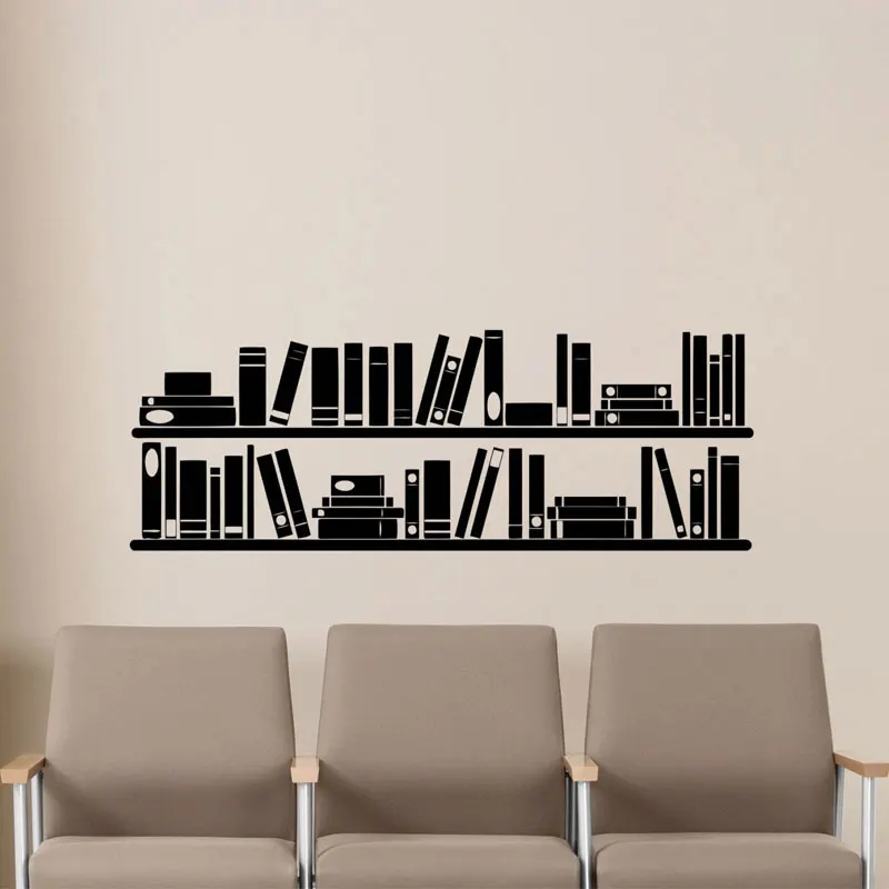Книги настенная книжная полка виниловые наклейки в виде Фотообоев c переводными