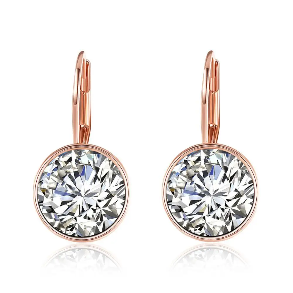 Модные Цветные Серьги с кристаллами Swarovski с родиевым цветным покрытием для женщин, ювелирный подарок XE2189 - Цвет камня: Rose