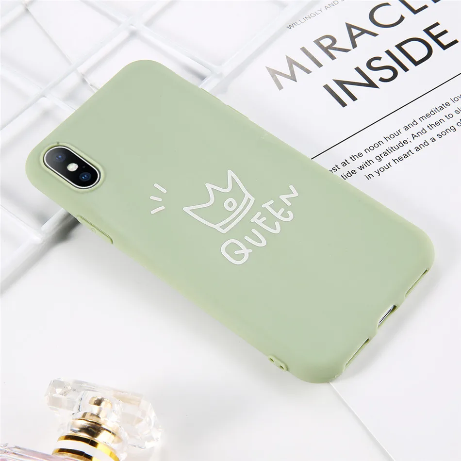 T22 Moskado, мягкий светящийся чехол для телефона s, для iphone 6, 6 S, 7, 8 Plus, XS Max, XR, X, силиконовый чехол для задней панели KING QUEEN, Feather, Love Heart - Цвет: T22