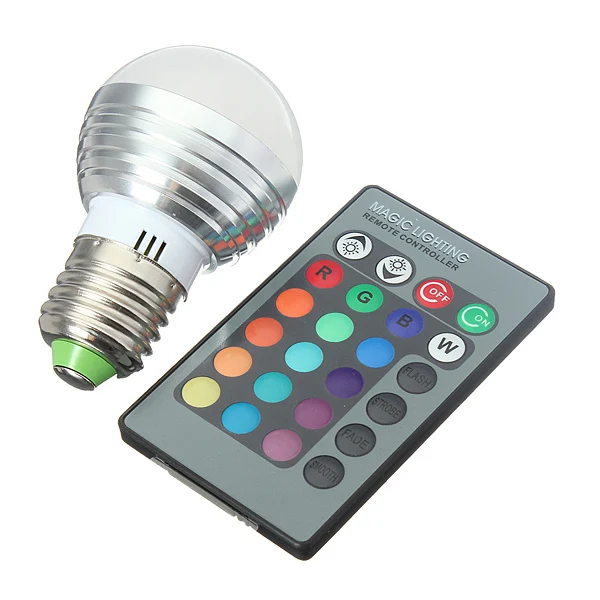 E27 Светодиодный светильник 16 цветов 3 Вт 5 Вт 7 Вт 110 В 220 в 230 В волшебный RGB светодиодный светильник RGB лампа 24key ИК пульт дистанционного управления