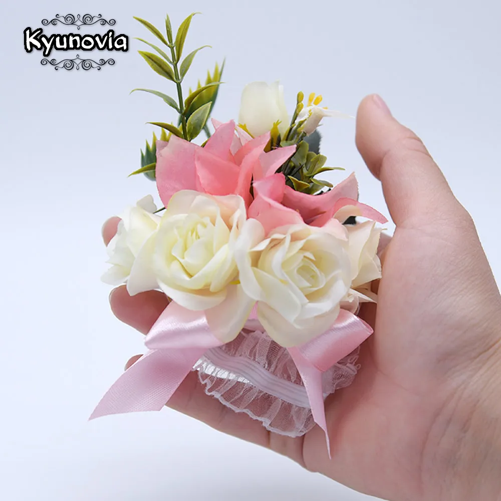 Kyunovia жемчужный корсаж подружки невесты искусственный Шелковый цветок свадебный