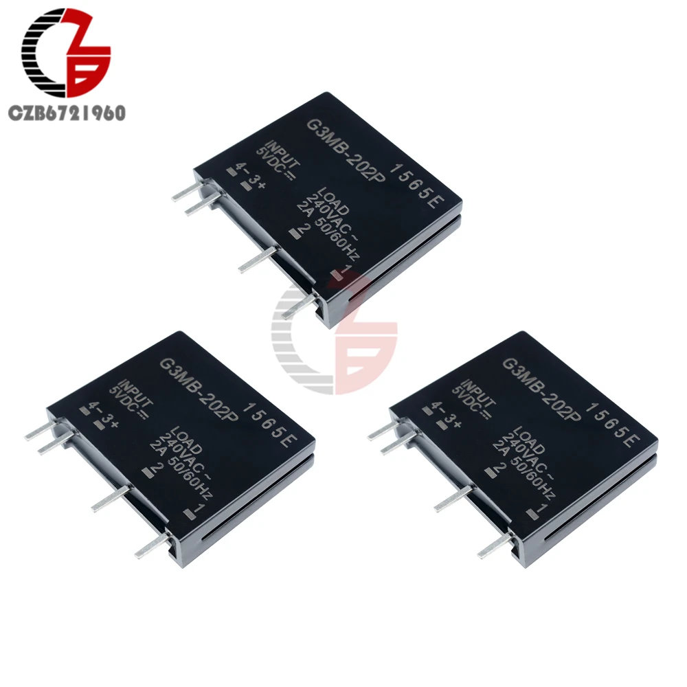 

DC 5V 12V 24V Solid State Relay Module G3MB-202P PCB Mounting SIP SSR AC 240V 2A Snubber Circuit Resistor DC-AC Relay Module