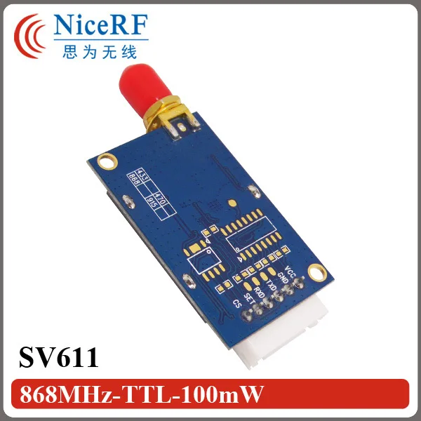 2 шт./лот SV611 TTL интерфейс 868 МГц 100 мВт Si4432 GFSK беспроводной модуль с шт. резиновой