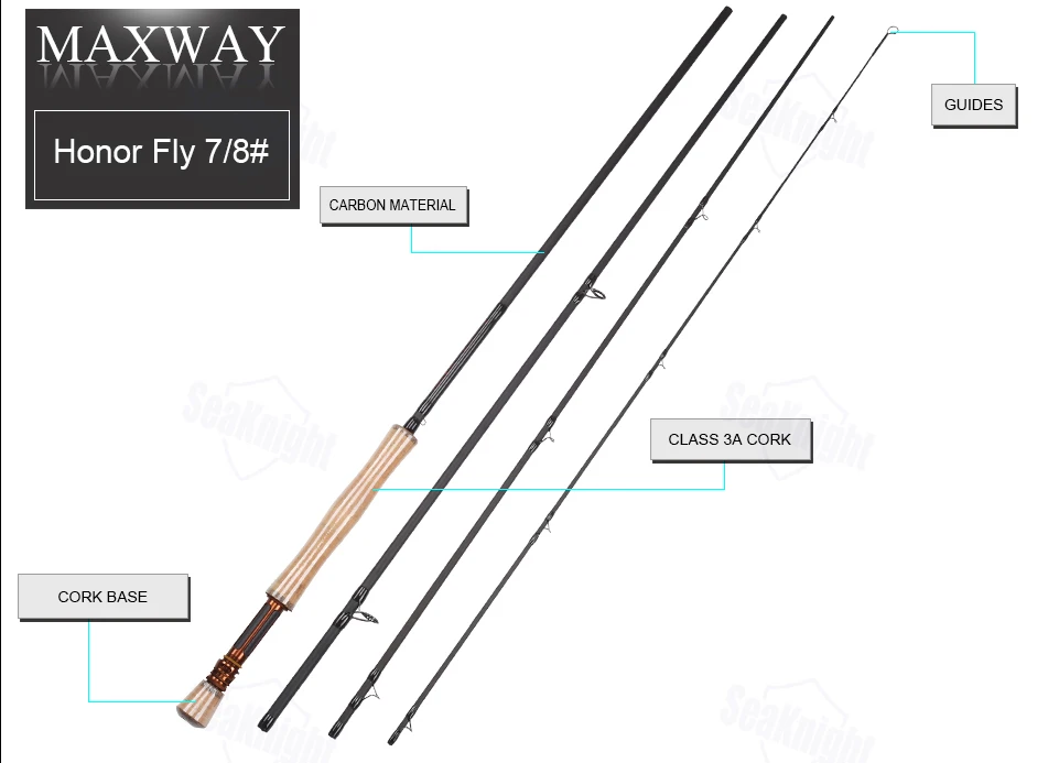 SeaKnight MAXWAY для НУА Вэй слава 6/7/9/10FT 4 секции летать удочка кольца Fuji быстрое действие супер светильник углерода, рыболовные принадлежности для ловли нахлыстом