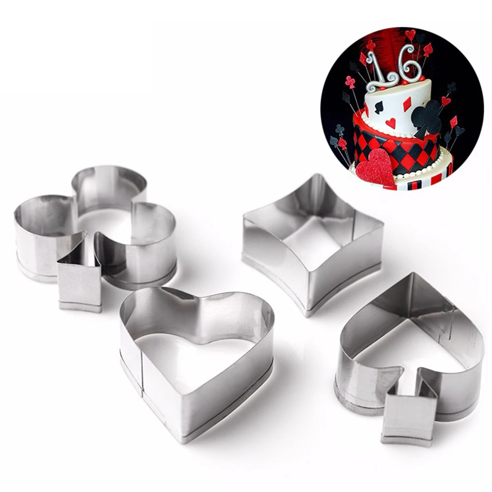 Оптовая продажа 4 шт./компл. форма для печенья в покер из нержавеющей стали