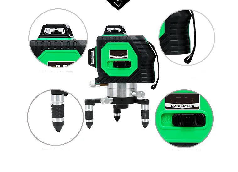 12 line 3D Laser Level Cross with Slash Function and Self Leveling Outdoor 360 Rotary green Beam Tools | Инструменты